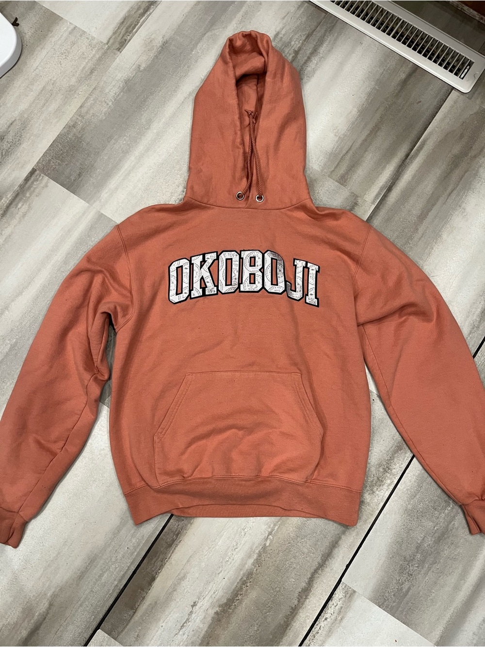 OKOBOJI Unisex Rust Orange Hoodie Sweatshirt-Size Small